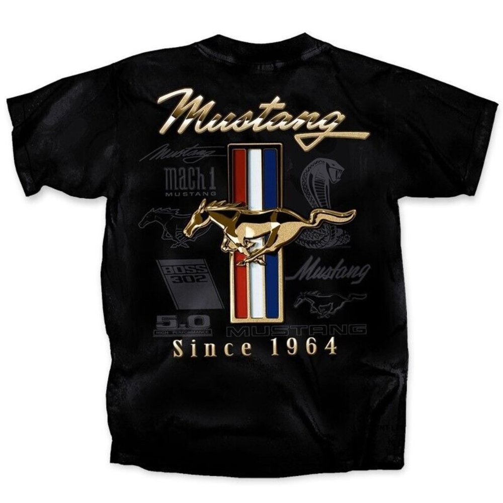 Ford Mustang Since 1964 Tribar Logo Short Sleeve T-Shirt - NEW Fast Ship